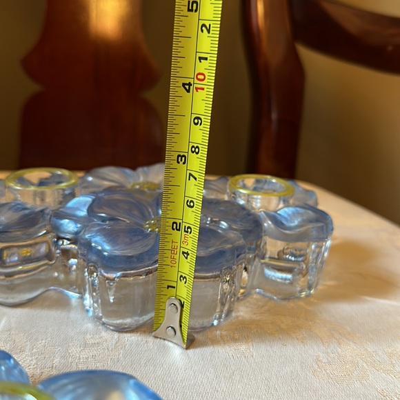 Indiana Glass for Lancaster Colony Blue Stain Dogwood Blossom candle holder - Picture 11 of 13